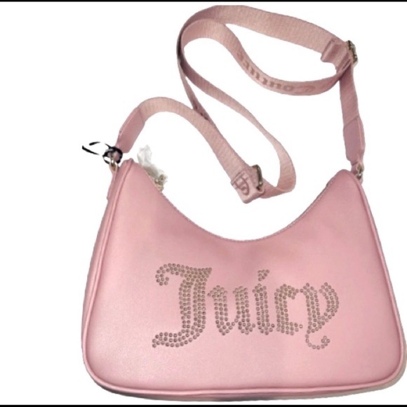 NEW Juicy Couture Pink Clay Obsession Crossbody Bag With Rhinestones+Gold - Picture 2 of 13